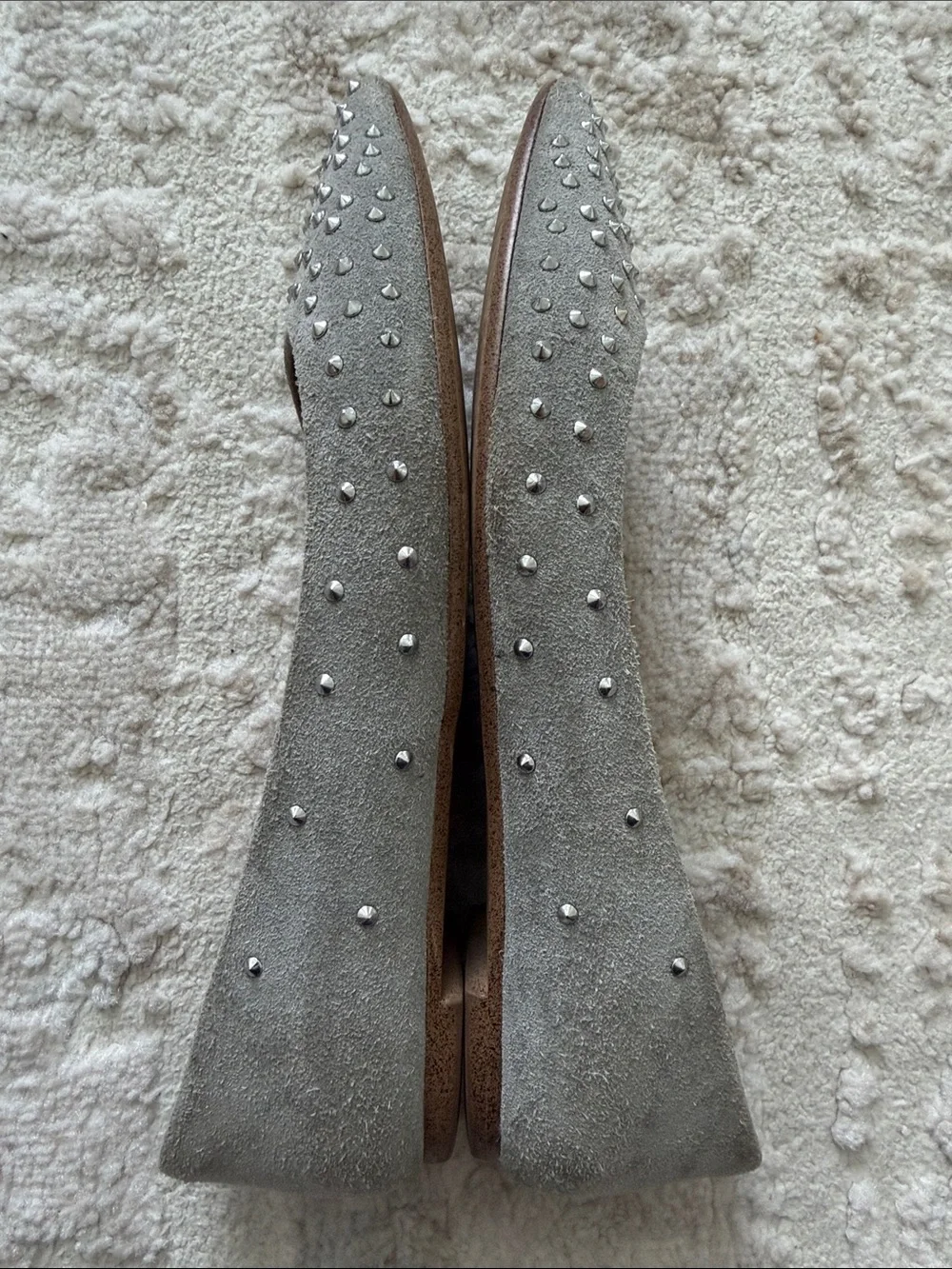 J. Crew Gray Suede Studded Pointed Flats